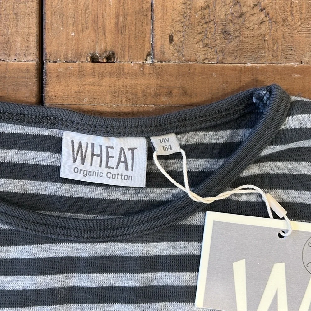 Wheat organic cotton gray striped long sleeve shirt nwt